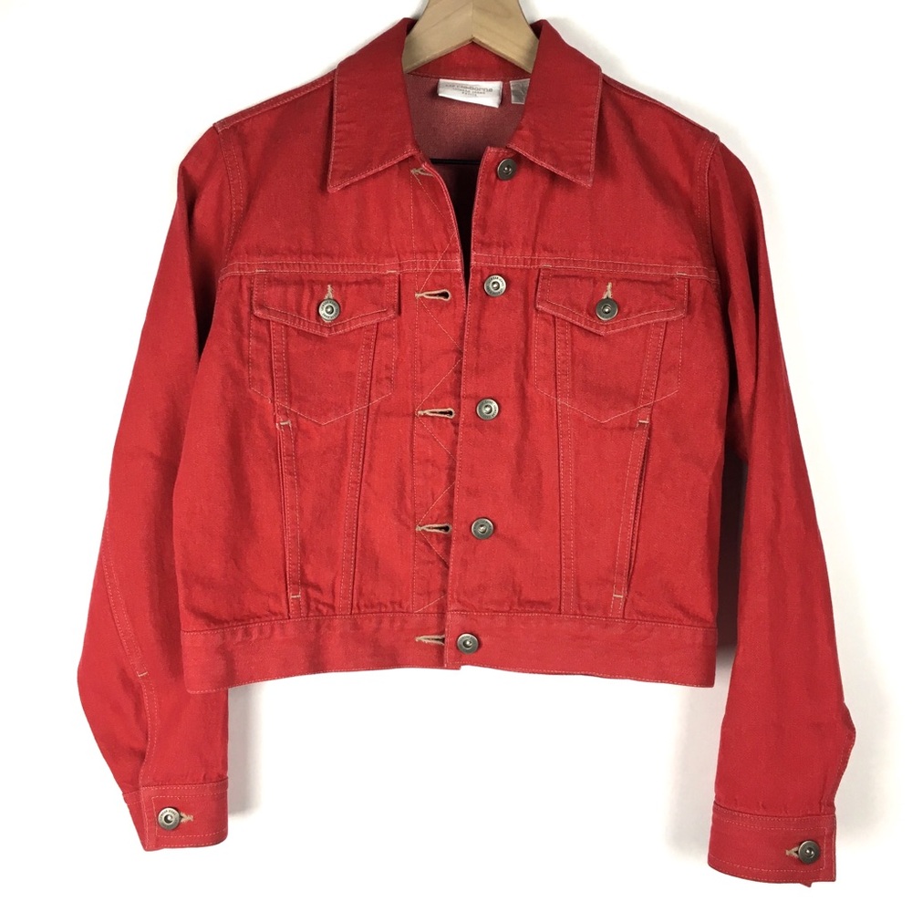 LIZ CLAIBORNE LizWear Jean Denim Jacket Crop Retro Western Rodeo Petite Small